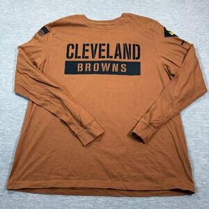 2. Nike Shirt Mens XL Brown Long Sleeve Crewneck Cleveland Browns USA‎ Flag